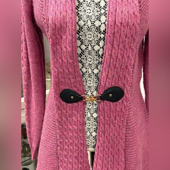 Halston Heritage Pink Cable Knit Cardigan - Picture 5 of 11